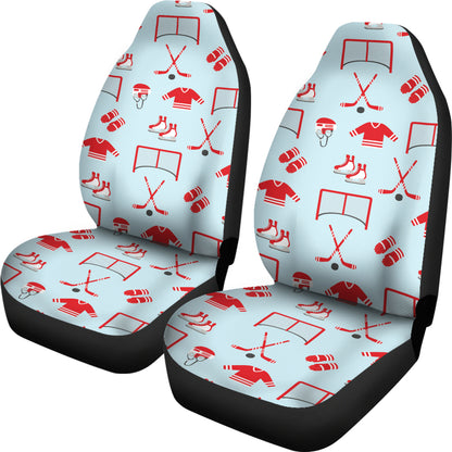 Hockey Red Equipment Print Design LKS305 Car Seat Covers