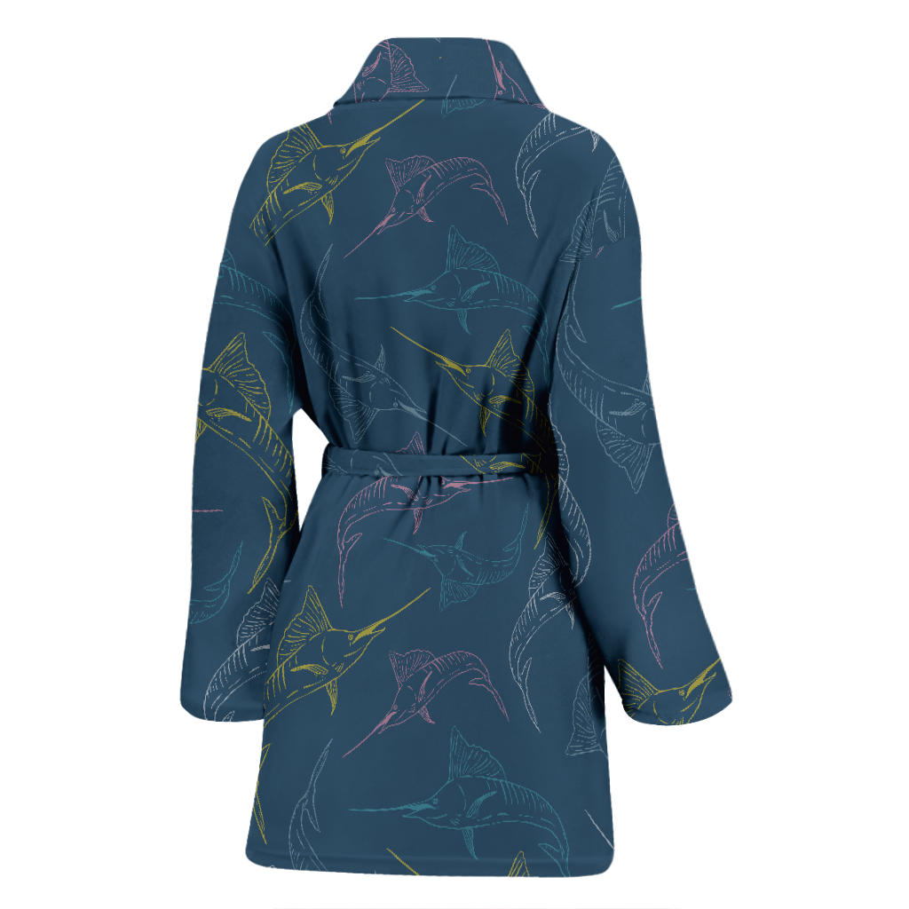Swordfish Pattern Print Design 02 Women Bathrobe