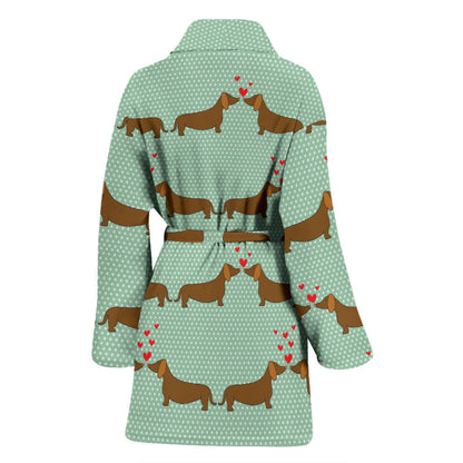 Dachshund Pattern Print Design 02 Women Bathrobe