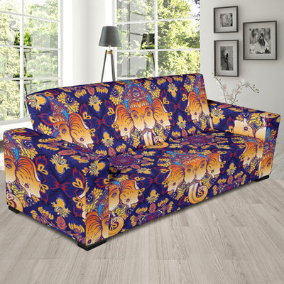 Ganesha Pattern Print Design 01 Sofa Slipcover