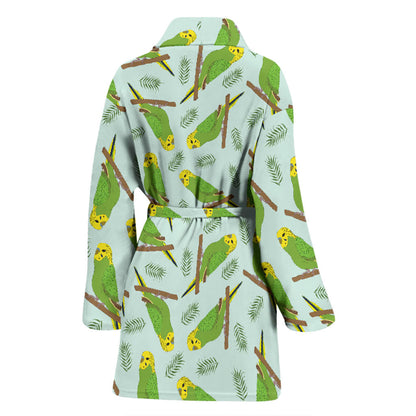 Budgerigar Pattern Print Design 04 Women Bathrobe