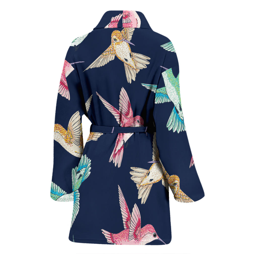 Hummingbird Cute Pattern Print Design 01 Women Bathrobe