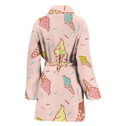 Ice Cream Pattern Print Design 02 Women Bathrobe