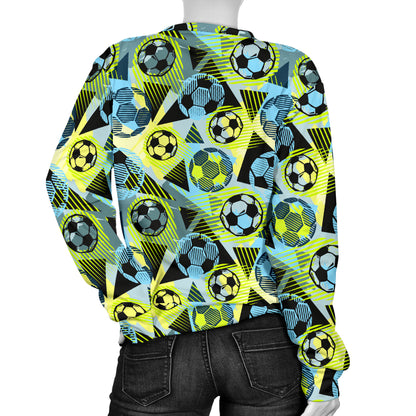 Soccer Ball Themed Print Design Women Long Sleeve Sweatshirt