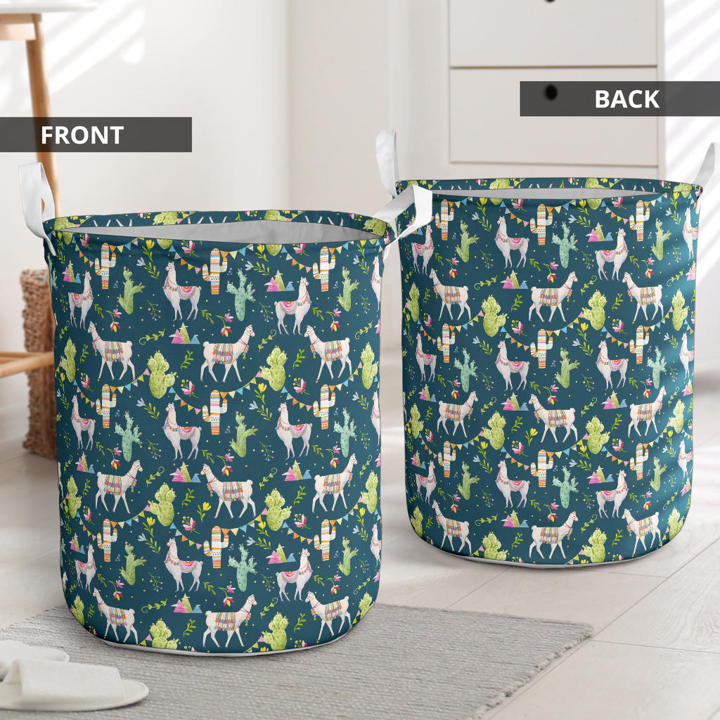 Llama with Cactus Design Print Laundry Basket