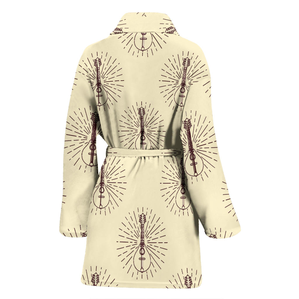 Mandolin Pattern Print Design 02 Women Bathrobe