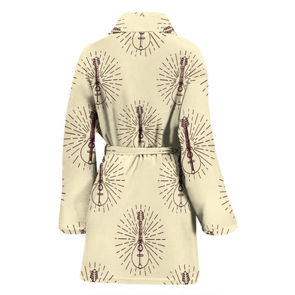 Mandolin Pattern Print Design 02 Women Bathrobe