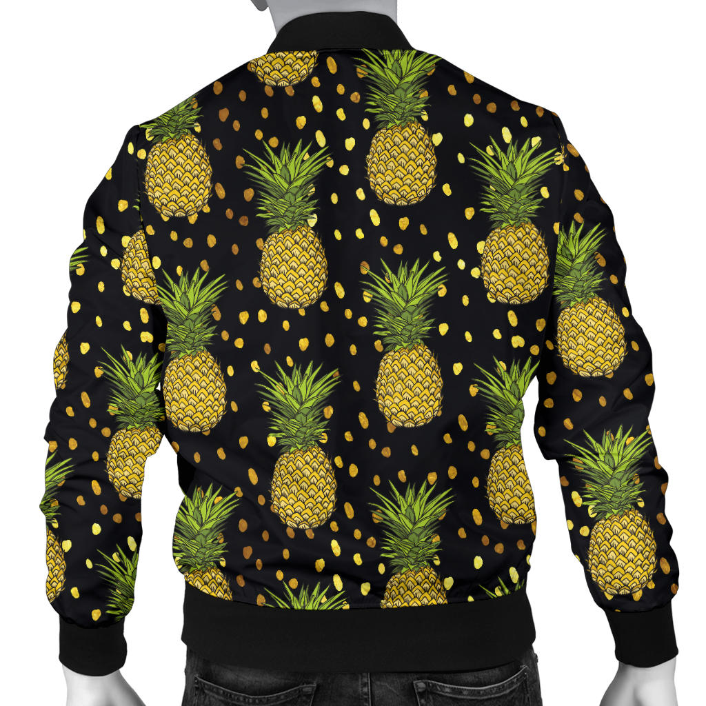 Pineapple Gold Dot Themed Print Men Bomber Jacket
