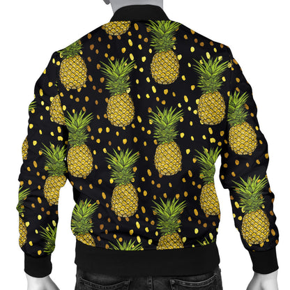 Pineapple Gold Dot Themed Print Men Bomber Jacket