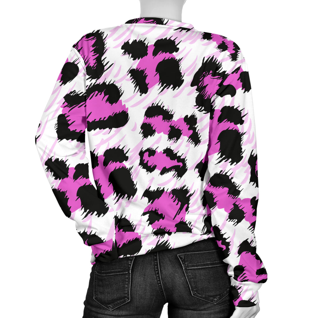 Leopard Pink Skin Print Women Long Sleeve Sweatshirt