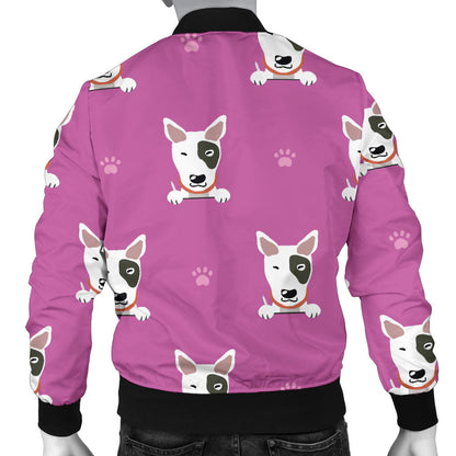 Bull Terrier Happy Print Pattern Men Bomber Jacket