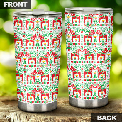 Swedish Dala Style Pattern Tumbler