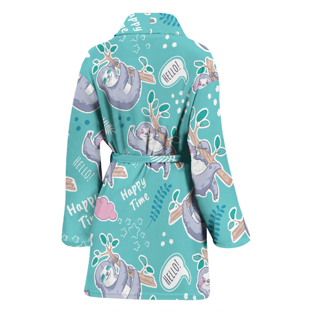 Sloth Print Design LKS309 Women Bathrobe