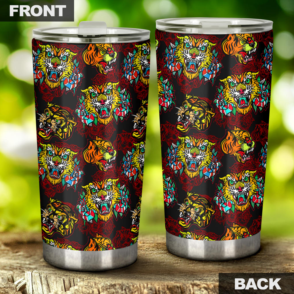 Tattoo Tiger Colorful Design Tumbler