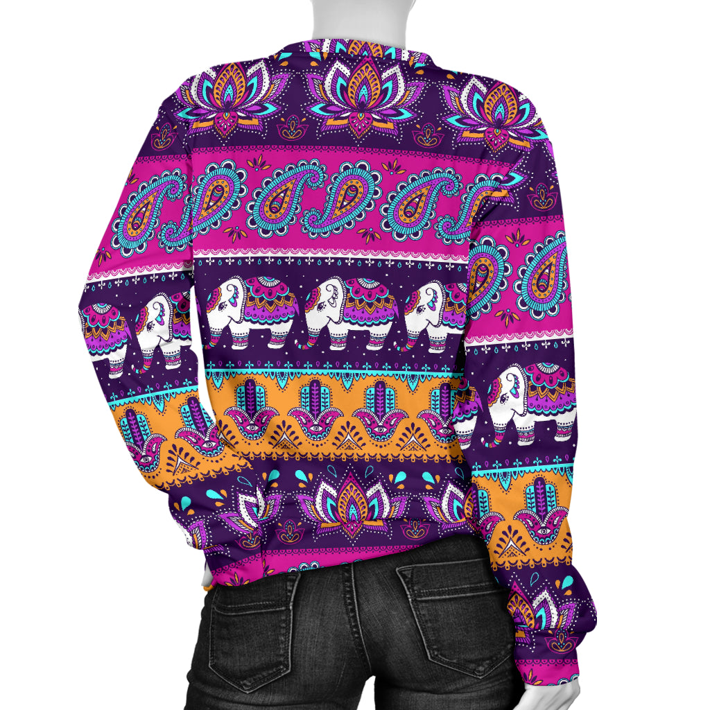 Boho Indian Style Pattern Women Long Sleeve Sweatshirt