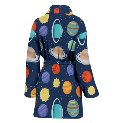 Planet With Star Print Design LKS303 Women Bathrobe