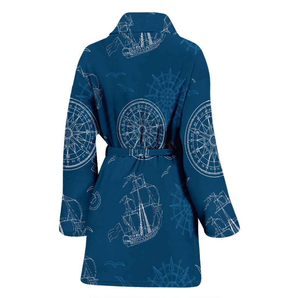 Nautical Pattern Print Design A04 Women Bathrobe