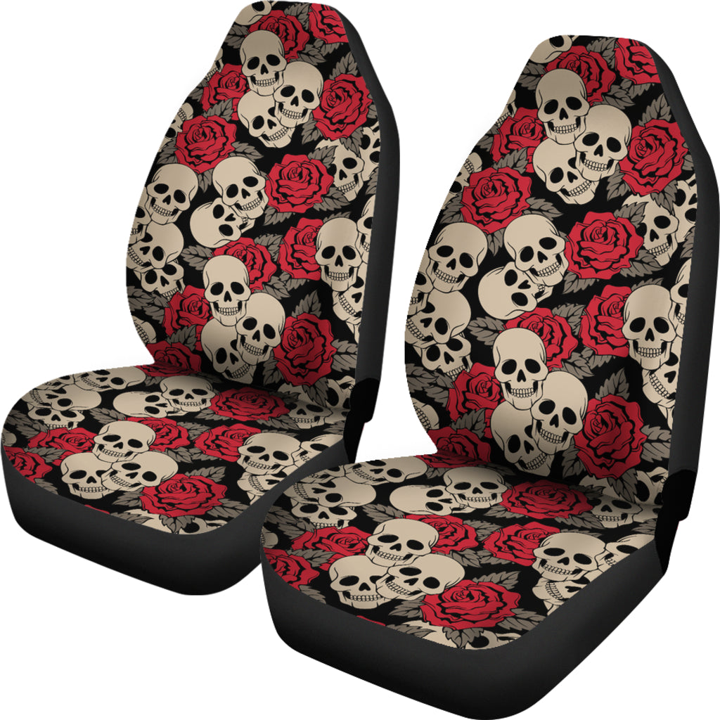 Skull And Roses Print Design LKS301 Car Seat Covers