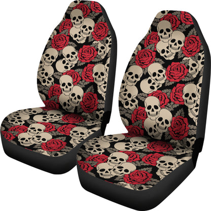 Skull And Roses Print Design LKS301 Car Seat Covers