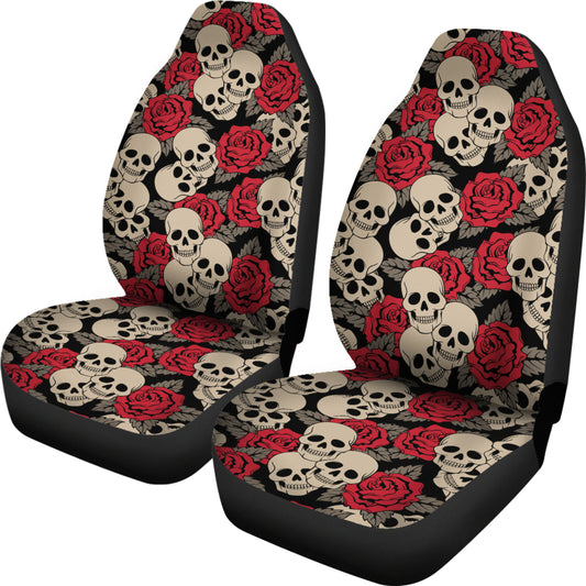 Skull And Roses Print Design LKS301 Car Seat Covers