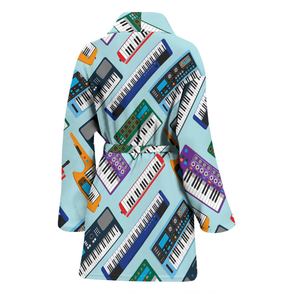 Synthesizer Pattern Print Design 02 Women Bathrobe
