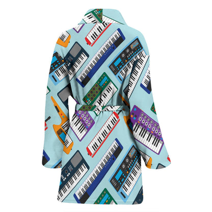 Synthesizer Pattern Print Design 02 Women Bathrobe
