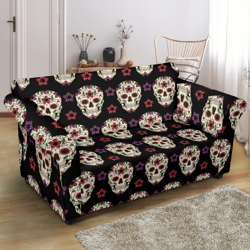 Sugar Skull Print Design LKS304 Loveseat Couch Slipcover