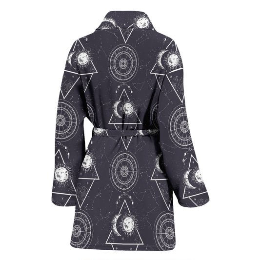 Sun Moon Print Design LKS309 Women Bathrobe