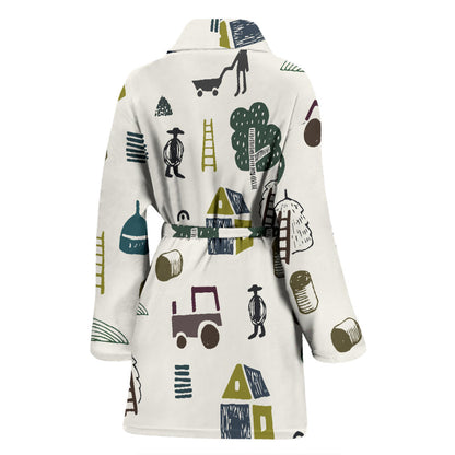 Agricultural Farm Print Design 01 Women Bathrobe