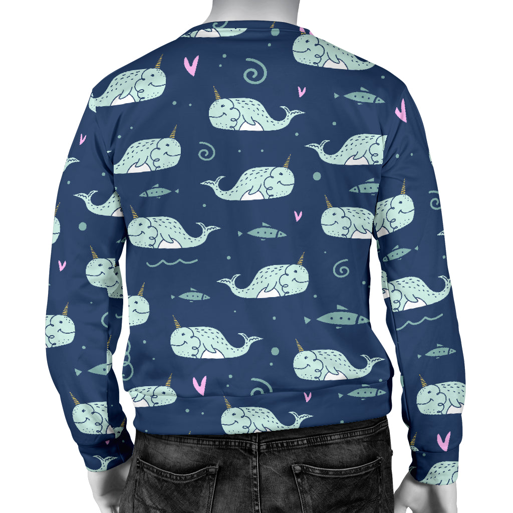 Narwhal Design Print Men Long Sleeve Sweatshirt