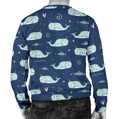 Narwhal Design Print Men Long Sleeve Sweatshirt