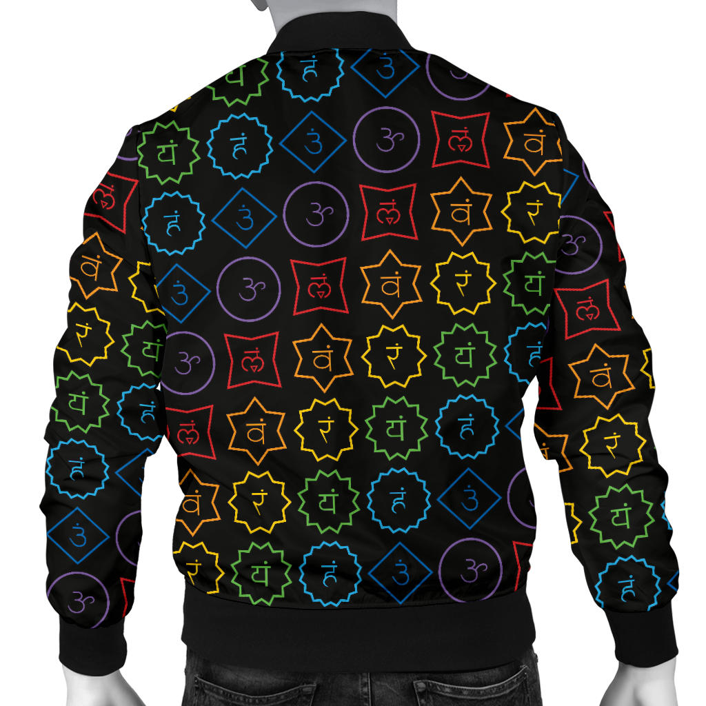 Chakra Colorful Symbol Pattern Men Bomber Jacket