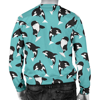 Whale Action Design Themed Print Men Long Sleeve Sweatshirt