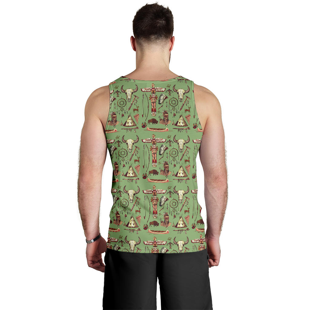 Native Indian Themed Design Print Men Tank Top