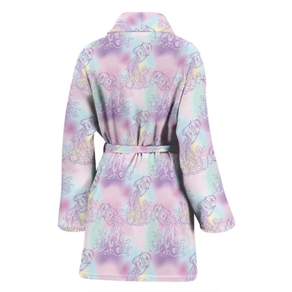Aquarius Zodiac Pattern Print Design 01 Women Bathrobe