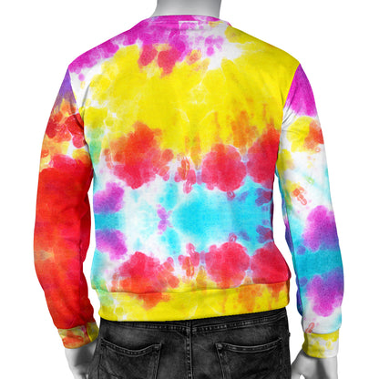 Tie Dye Rainbow Themed Print Men Long Sleeve Sweatshirt