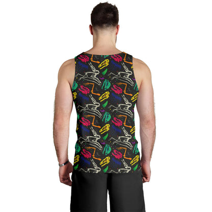 Dinosaur Skull Color Print Pattern Men Tank Top