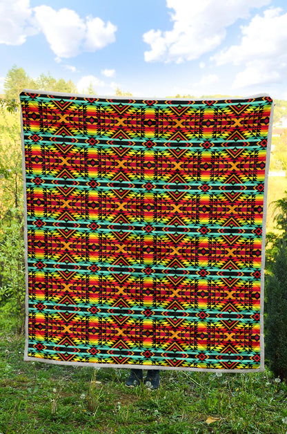 Kente Red Design African Print Quilt Bedspread