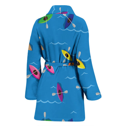 Kayak Pattern Print Design 03 Women Bathrobe