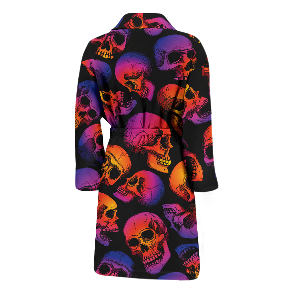 Skull Multicolor Print Design LKS3011 Men Bathrobe