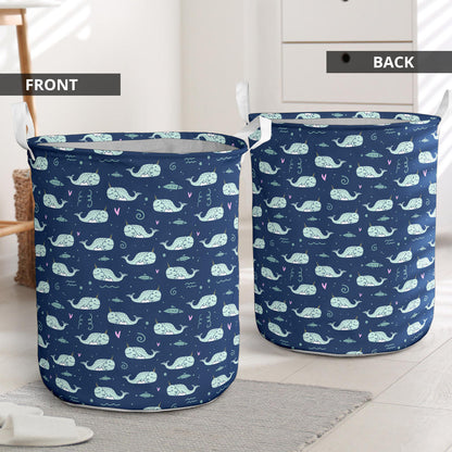 Narwhal Design Print Laundry Basket