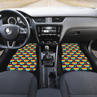Rainbow Heart Print Pattern Car Floor Mats Front Back