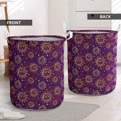 Sun Moon Star Design Themed Print Laundry Basket