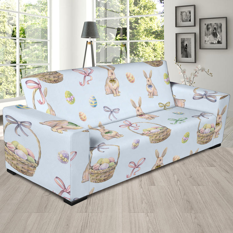 Rabbit Easter Eggs Pattern Print Design 03 Sofa Slipcover