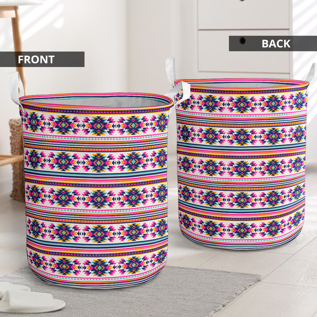 Indian Navajo Neon Themed Design Print Laundry Basket