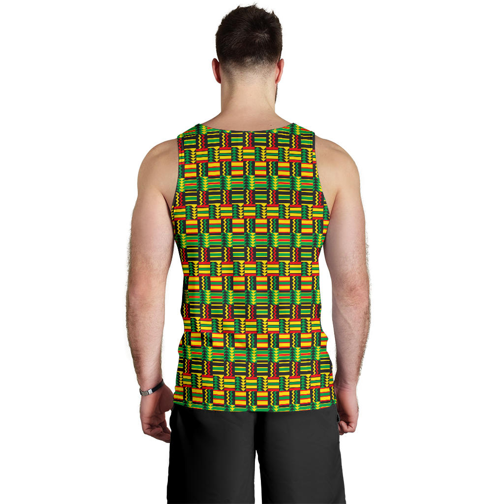 African Zip Zag Print Pattern Men Tank Top