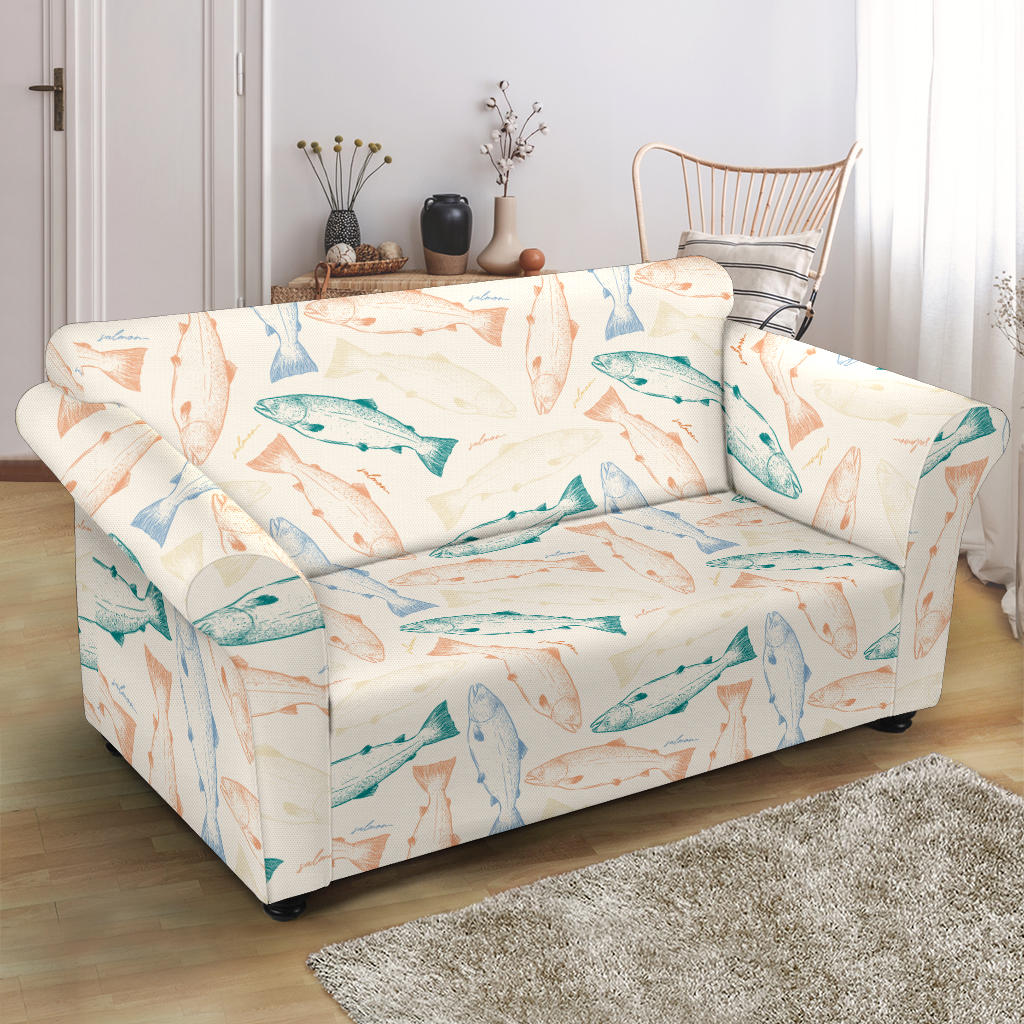 Salmon Fish Print Design LKS305 Loveseat Couch Slipcover