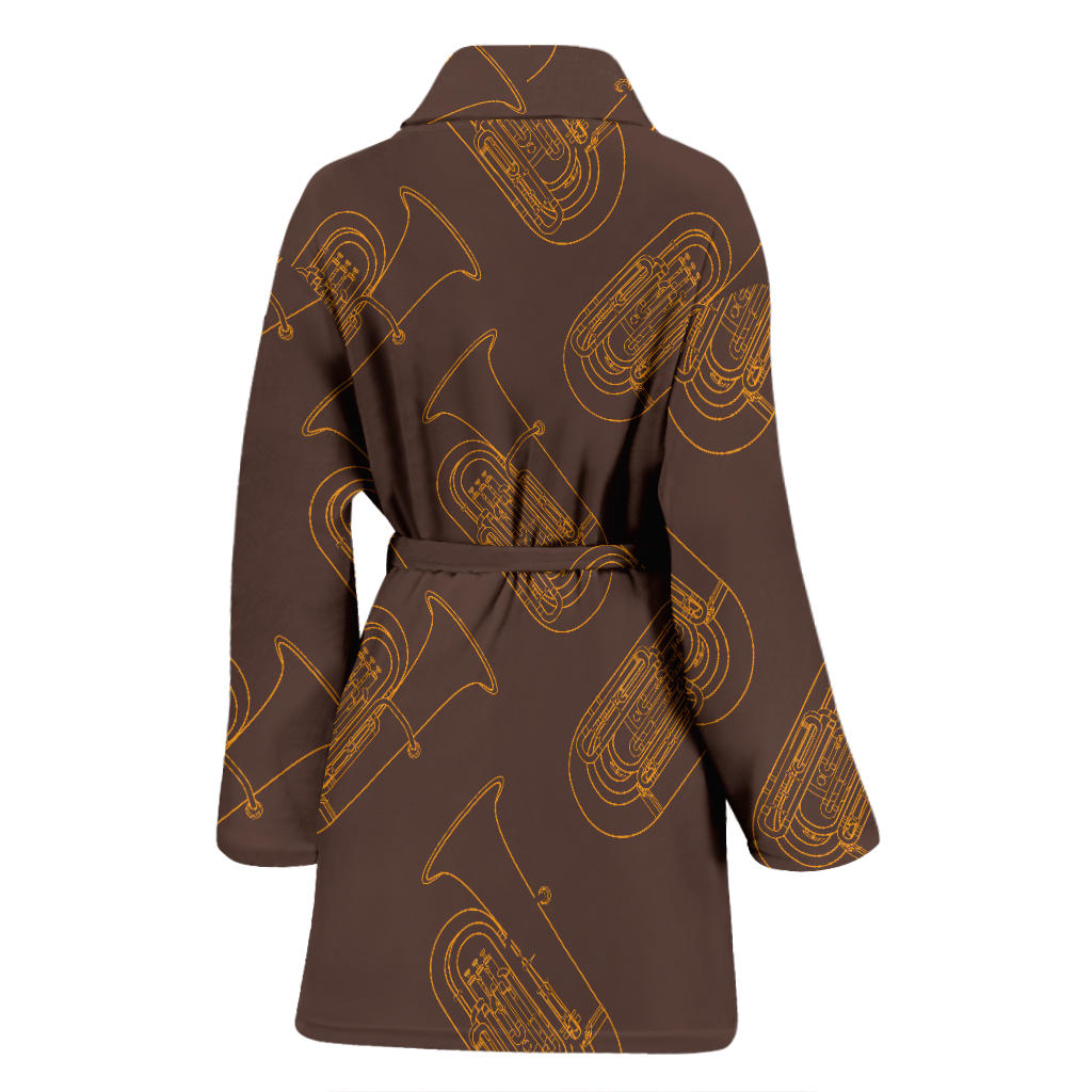 Tuba Pattern Print Design 02 Women Bathrobe