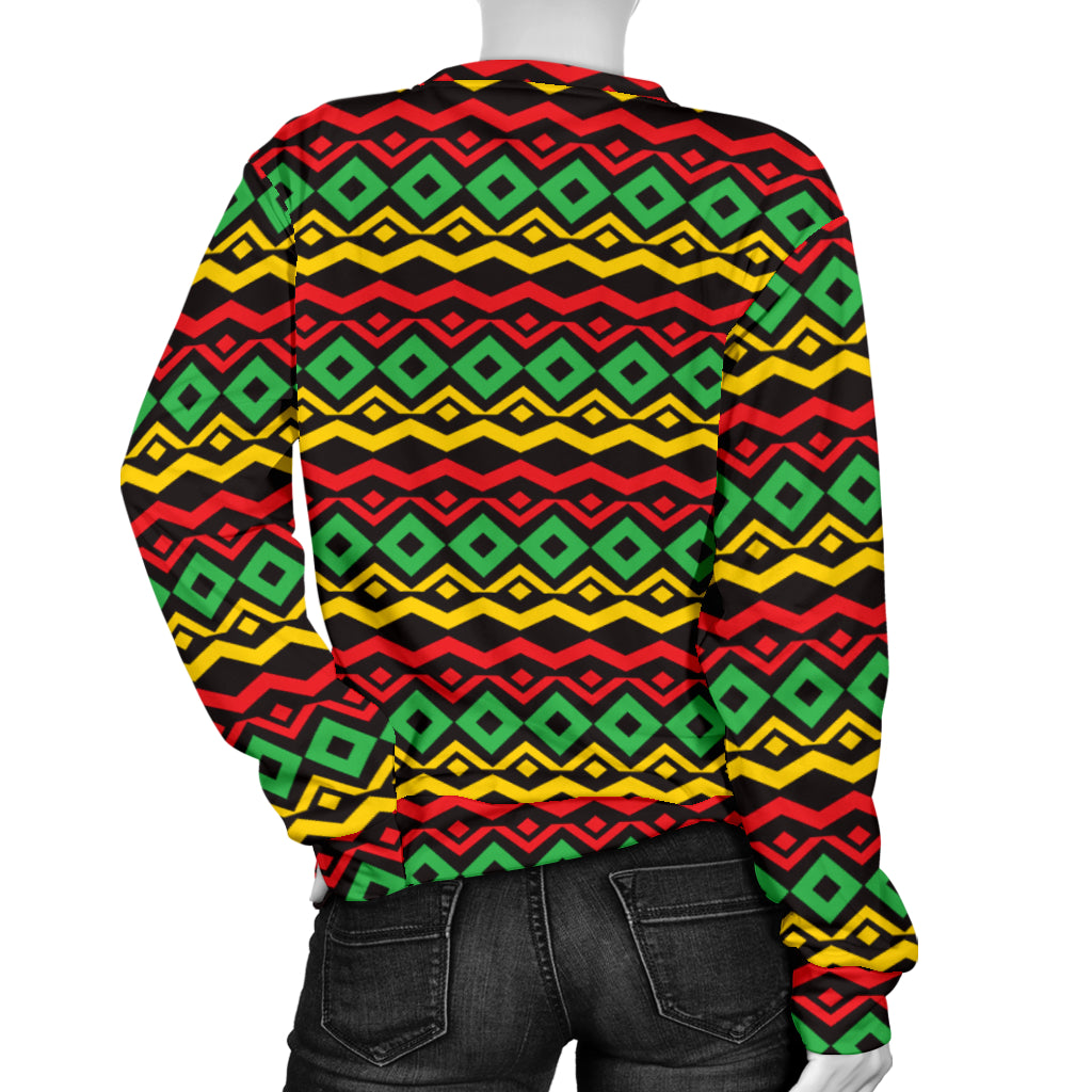 Rasta Reggae Color Themed Women Long Sleeve Sweatshirt