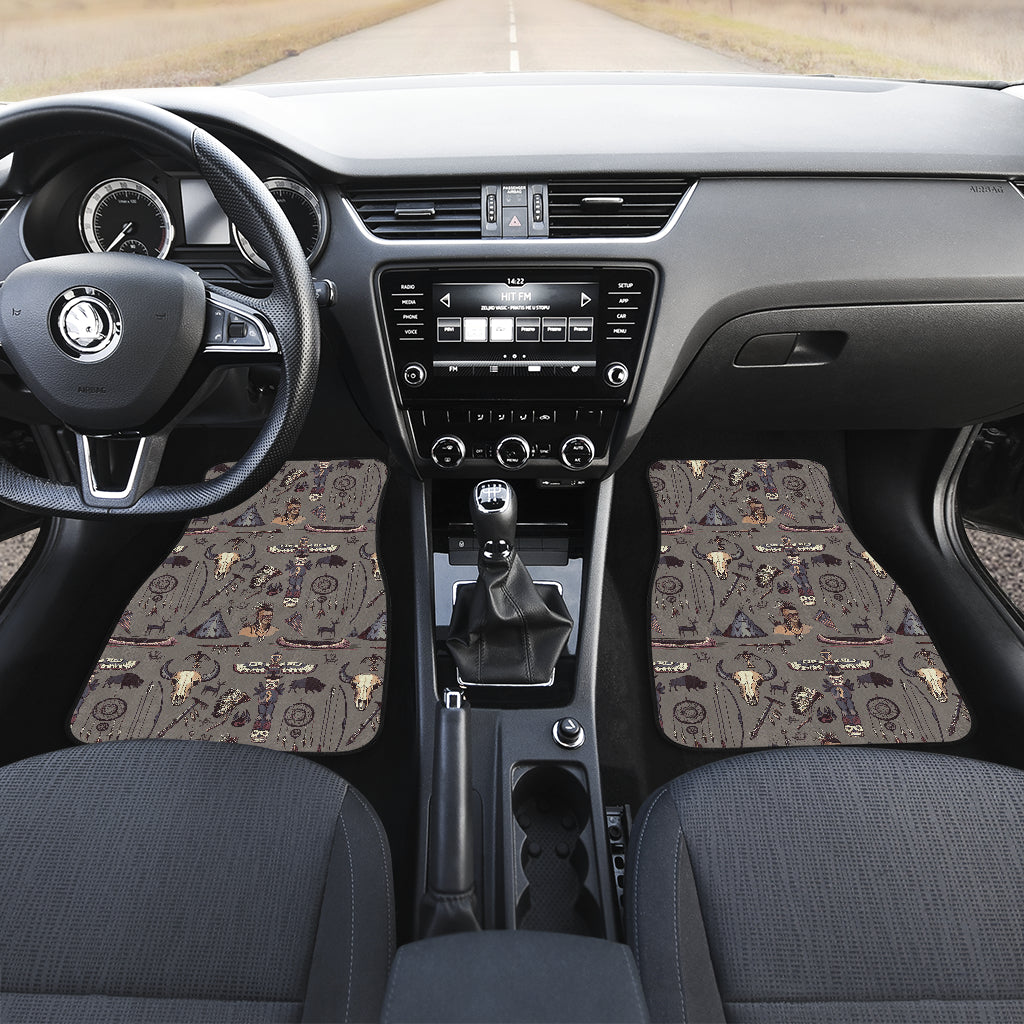 Native Indian life Design Print Car Floor Mats Front Back